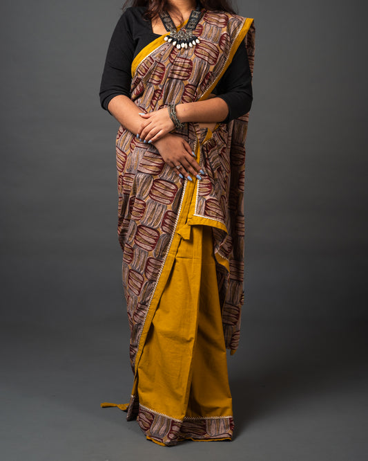 Kalamkari Cotton Mekhela Style Two-Piece Saree