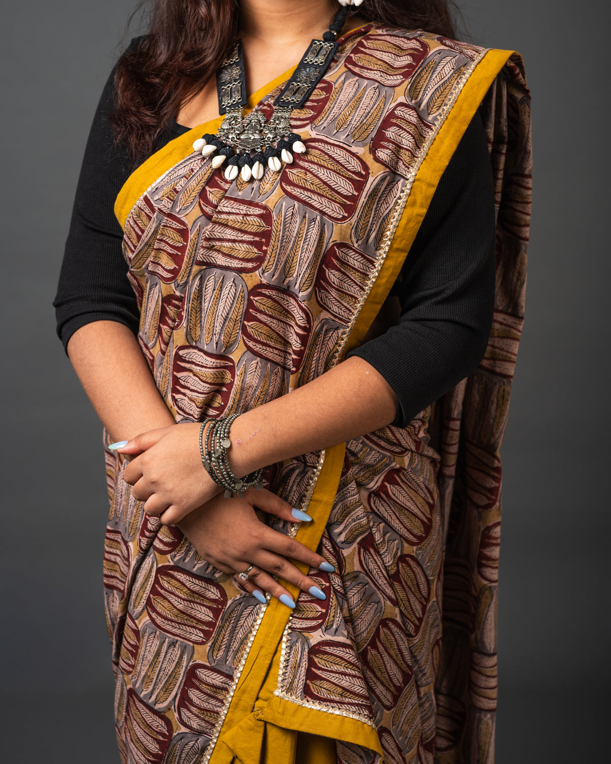 Kalamkari Cotton Mekhela Style Two-Piece Saree