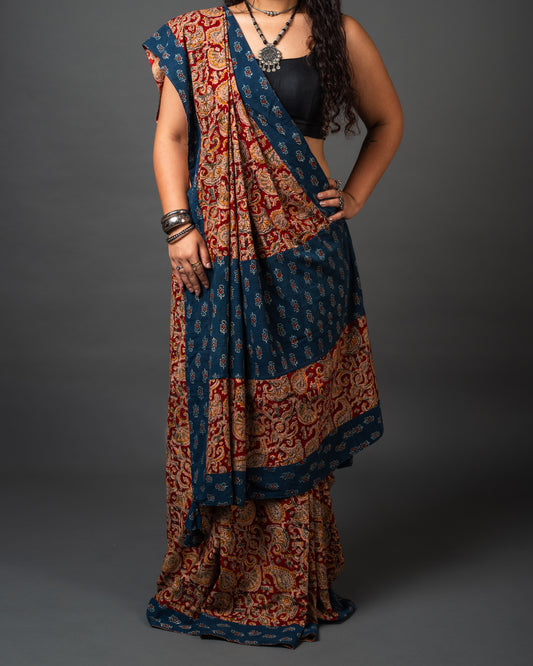 Kalamkari Cotton Mekhela Style Two-Piece Saree 02