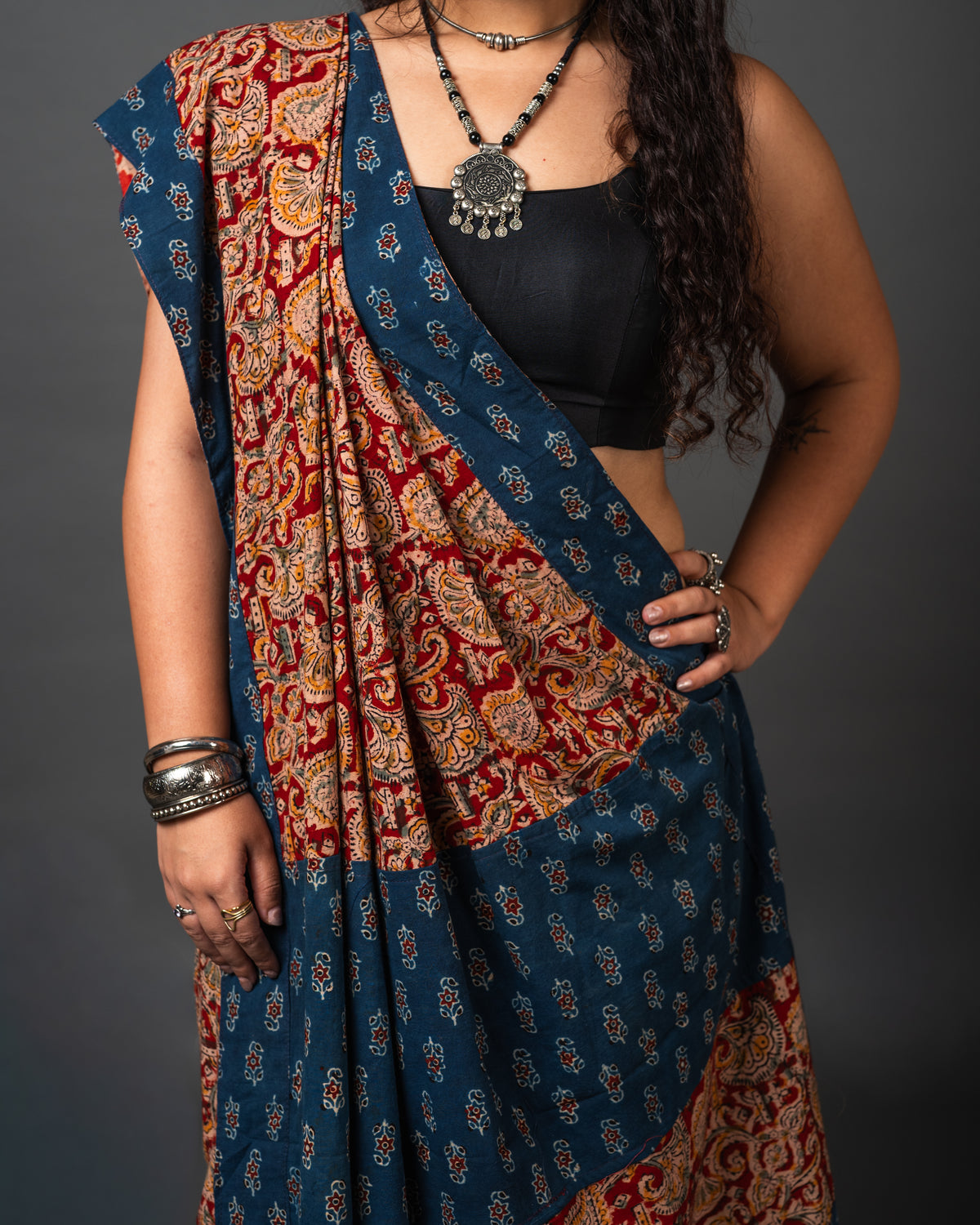 Kalamkari Cotton Mekhela Style Two-Piece Saree 02