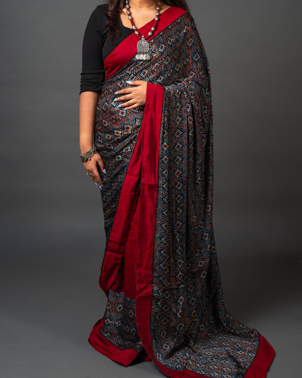 Ajrakh Modal Saree 03