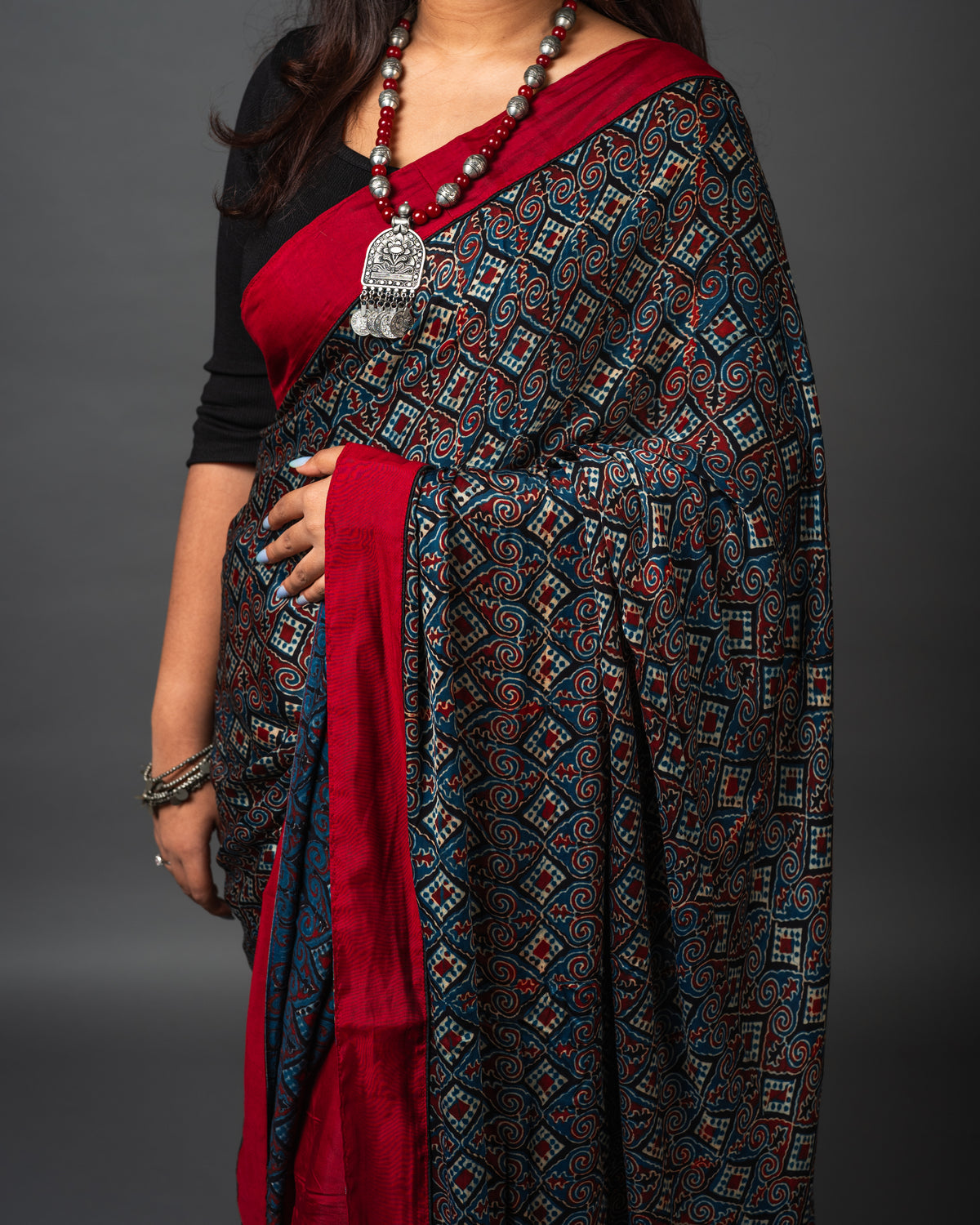 Ajrakh Modal Saree 03
