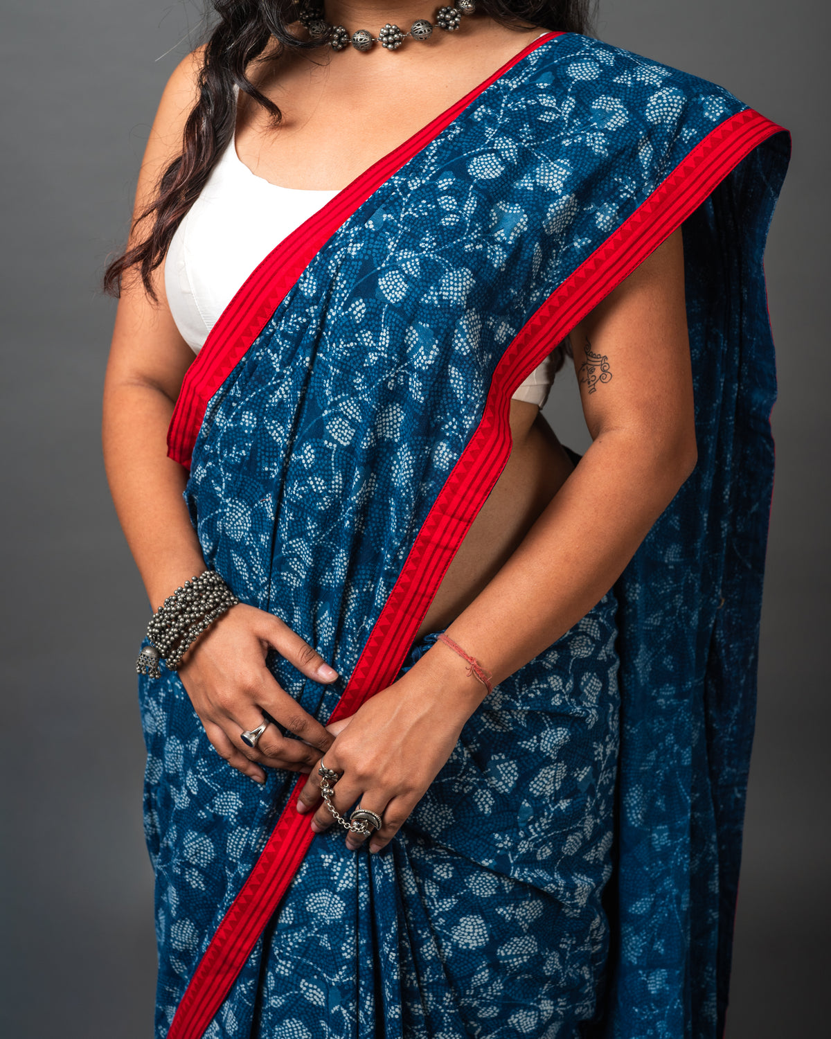 Indigo Block Print Saree