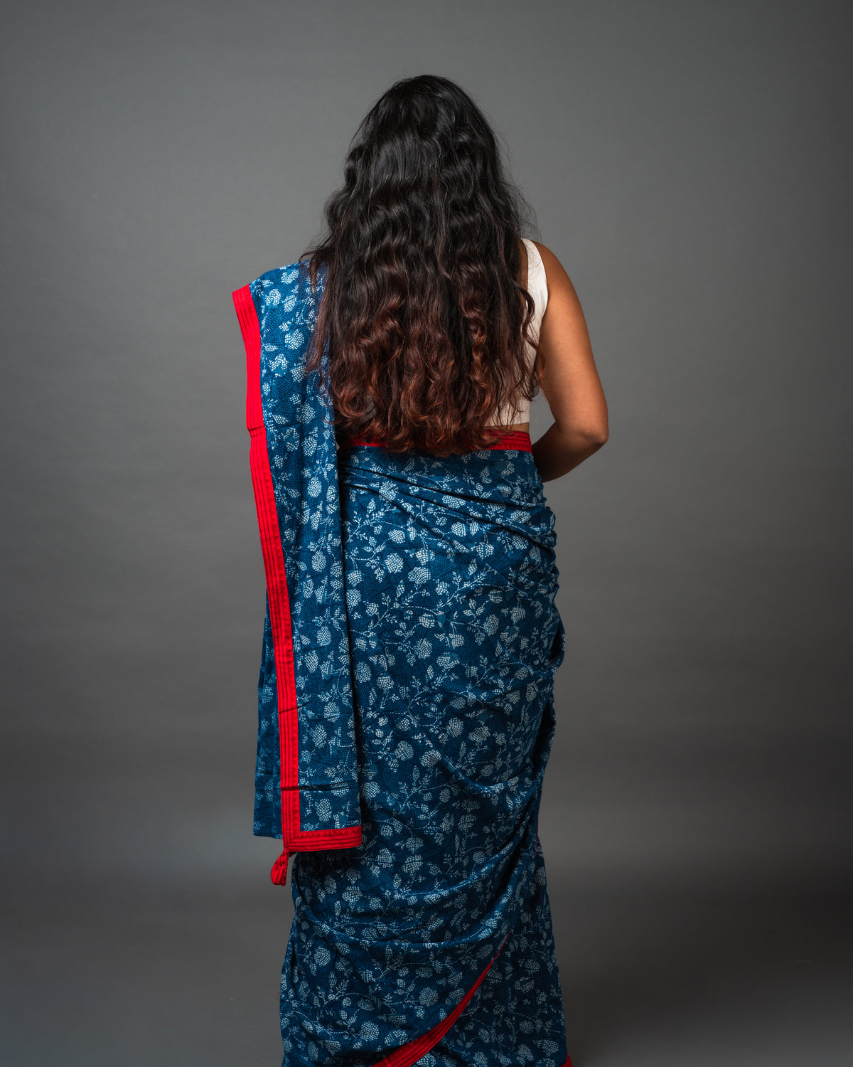 Indigo Block Print Saree