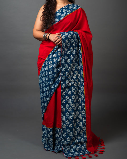 Cotton Indigo Prints Saree